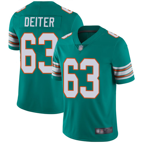 Nike Miami Dolphins #63 Michael Deiter Aqua Green Alternate Men Stitched NFL Vapor Untouchable Limited Jersey